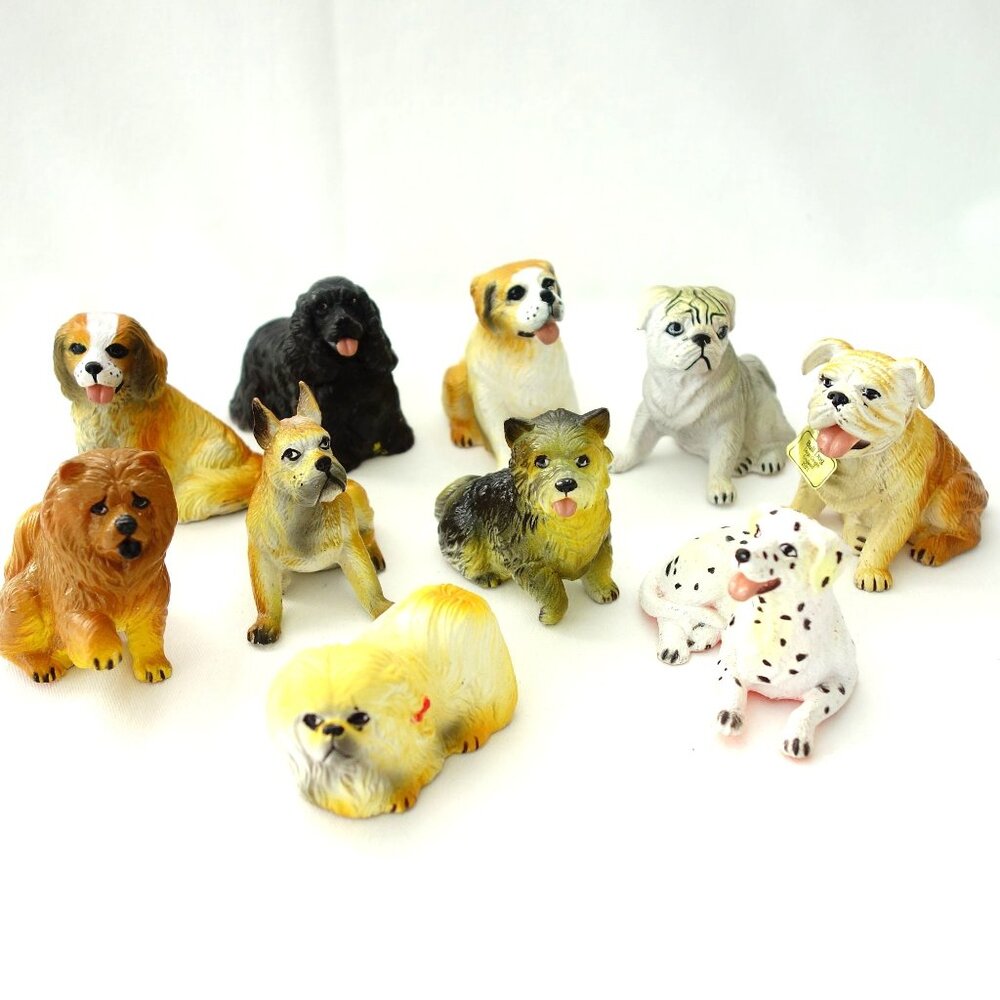 Vintage 1988 New Ray Soft Rubber Assorted Mixed‎ Lot of 10 Dogs